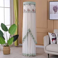 空调防尘罩圆形格力海尔柜机空调罩客厅圆柱空调罩套立式开机不取|飘纱纺绿 直径37-40cm*高度180cm全通用