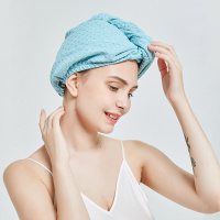 waffle华夫格干发帽女吸水速干包头巾日本浴帽女洗头发的毛巾|waffle湖蓝色