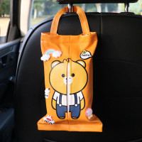 挂式汽车椅背抽纸盒车载纸巾袋抽卡通创意可爱垃圾桶车用手纸盒|新版潮熊抽纸袋-送抽纸