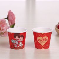 一次性结婚敬酒杯小小号婚礼迷你小纸杯红色小酒杯喜庆小红杯加厚|2号图案100只