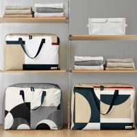 收纳袋子大容量整理袋超大衣物被子收纳袋打|几何拼接系列仿色布系列 超大1个装(67*27.5*45cm)