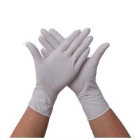 外出防护一次性pvc手套食品餐饮丁腈家用乳胶洗碗防水胶皮白加厚|白色丁腈【高弹】100只/盒 小号S