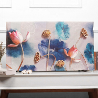 布艺电视机罩防尘罩挂式液晶55英寸50曲面盖巾65欧式电视机套壁挂|墨绿色荷花 70英寸