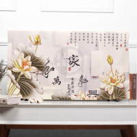 布艺电视机罩防尘罩挂式液晶55英寸50曲面盖巾65欧式电视机套壁挂|浅绿色荷花家和万事 42英寸