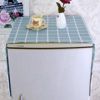 单开门双开门冰箱罩 洗衣机盖布储物袋小清新棉布家用电器防尘罩|绿格 微波炉盖巾35*100cm