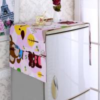 单开门双开门冰箱罩 洗衣机盖布储物袋小清新棉布家用电器防尘罩|粉熊娃娃 双开冰箱巾70*170cm