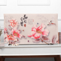 布艺电视机罩防尘罩挂式液晶55英寸50曲面盖巾65欧式电视机套壁挂|浅蓝色花开富贵鸟 32英寸