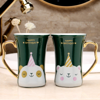 情侣牙刷收纳杯漱口杯刷牙杯子家用多功能牙刷收纳杯创意贴花牙缸|金把手飞熊入梦