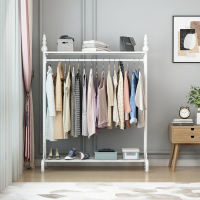 挂衣架落地卧室单杆式阳台凉衣架室内晾晒衣杆家用简易衣服帽架子|加粗上下带板长100*高168白色