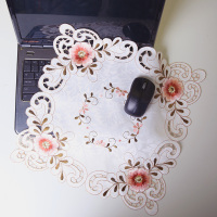 电脑罩笔记本盖布蕾丝绣花茶具小家电多用防尘巾打印机欧式防尘布|807款 方形:40*40cm