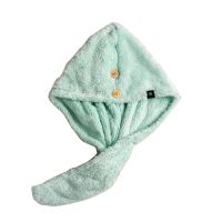 yodo xiui干发帽女长发擦头毛巾吸水速干加厚浴帽包头巾可爱|浅蓝长绒干发帽