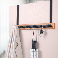 门后挂钩挂衣架门上强力粘钩免打孔无痕壁挂置物创意挂衣钩衣帽架|自然竹+高碳钢-6钩(ABS钩)-格调黑(收藏优先发货)