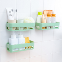 卫生间置物架壁挂免打孔洗手台墙上浴室收纳架子厕所洗漱台毛巾架|3个绿色