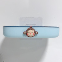 可爱卡通强力无痕粘贴沥水皂盒创意双层浴室吸壁式香皂盒大肥皂盒|小猴子款