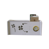 多功能纸巾抽纸盒化妆品盒厨房客厅卧室茶几手机平板遥控器收纳盒|长方形小号幸运四叶草还时间款