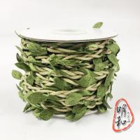 绿色森系藤条麻绳带叶子绳子手工制作diy装饰树叶照片墙材料|浅色蜡绳缠小叶子10米