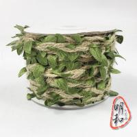 绿色森系藤条麻绳带叶子绳子手工制作diy装饰树叶照片墙材料|黄麻绳缠小叶子10米