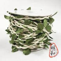 绿色森系藤条麻绳带叶子绳子手工制作diy装饰树叶照片墙材料|白色蜡绳缠小叶子10米