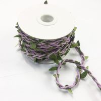 绿色森系藤条麻绳带叶子绳子手工制作diy装饰树叶照片墙材料|紫色蜡绳缠小叶子10米