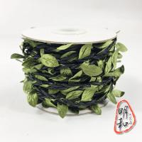 绿色森系藤条麻绳带叶子绳子手工制作diy装饰树叶照片墙材料|黑色蜡绳缠小叶子10米