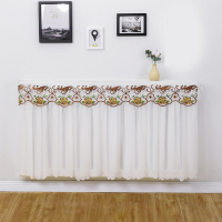 暖气片装饰罩布艺简约防尘罩套家用老式遮挡帘防熏黑蕾丝盖布|卷草花咖色+雪纺(高约70cm)双侧预留管孔 长50*厚10