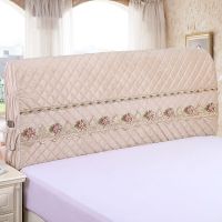 夹棉床头罩床头套防尘罩1.5m床1.8m床简约现代纯色夹棉软包保护套|双面荷兰绒米白 1.9米[适合高度60cm以内]