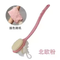 洗澡刷浴刷长柄搓背搓澡刷子搓泥软毛沐浴神器强力不求人后背刷|双面北欧粉色+搓澡手套