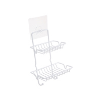 不锈钢双层沥水肥皂架浴室肥皂盒免打孔香皂架香皂盒置物架|白色