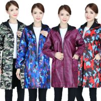 罩衣成人防水防油厨房围裙男女迷彩加绒长袖工作服羽绒服加厚外套