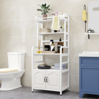 浴室卫生间落地收纳架多层置物架洗手间厕所储物柜阳台洗衣机架|B款白架+白板+欧式矮门长50