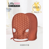 丽塔芙 沐浴花搓澡巾两用双面手套沐浴球成人强力搓泥搓背|双面磨砂(柑红色)