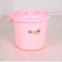 加厚塑料桶美工桶带盖小水桶欧式小桶杂物桶收纳桶塑料水桶|粉色带盖8L