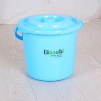 加厚塑料桶美工桶带盖小水桶欧式小桶杂物桶收纳桶塑料水桶|蓝色带盖8L