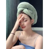 媲美美国干发帽日本成人女长发速干吸水擦头包头毛巾神器浴帽|抹茶刺绣双层加厚款(送方巾)