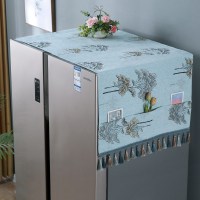 布艺冰箱盖布单开门对双开门冰|lc银杏叶-蓝色(含吊坠一边各8cm) 60x140cm(单开门冰箱/洗衣机适用)