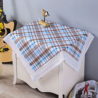 床头柜盖布万能盖巾小桌子盖巾冰箱洗衣机罩微波炉饮水机防尘罩|咖蓝格 100*100一件一片装