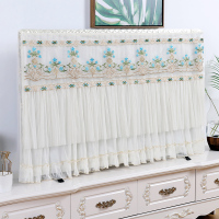 高档蕾丝液晶电视机罩防尘罩套50挂式65座式55寸直面曲面开机不取|金枝玉叶蓝色开机取下 65寸