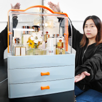 网红化妆品收纳盒透明手提桌面抽屉式防尘简约梳妆台护肤品置物架