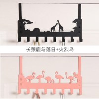 免打孔门后挂钩置物架壁挂衣架浴室免钉门上背式衣服挂架衣帽衣钩|长颈鹿与落日+火烈鸟——售价