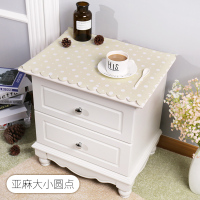 纯色简约现代床头柜罩盖布防水防尘电视柜桌布pvc梳妆台布长方形|亚麻大小圆点 不含床头柜:60*40