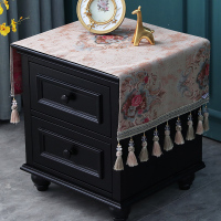 欧式床头柜盖布盖巾家用卧室梳妆台桌布防尘罩长方形打印机台|舒曼尔咖色（吊穗款）床头柜盖布 40*100（含吊穗尺寸在内）