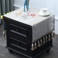 欧式床头柜盖布盖巾家用卧室梳妆台桌布防尘罩长方形打印机|沐年咖色(吊穗款)床头柜盖布 45*100(含吊穗尺寸在内)