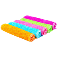 竹纤维洗碗巾家用厨房免洗洁精不掉毛不粘油吸水加厚百洁布抹布|彩色5条