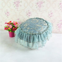 电饭锅罩盖布圆形防尘罩欧式田园蕾丝多用盖巾电饭煲多用布艺罩|彩蝶绣面蓝色圆形 通用