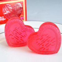 情侣个性创意结婚香皂盒红色喜庆一对浪漫塑料肥皂盒带盖婚庆用品|心形香皂1对