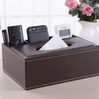 抽纸盒桌面收纳盒家用皮多功能纸巾盒客厅创意纸抽盒遥控器茶几|宗色羊皮纹后三格