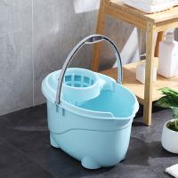 家用手动挤水桶手压地拖桶拖地拖把桶塑料旋转拧水单桶老式墩布桶|加厚椭圆形浅蓝色新品