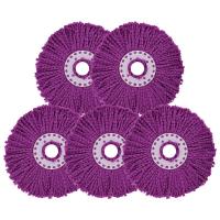 加厚加大通用吸水旋转拖把头棉头替换装拖头拖把桶头|(加厚加长)纯紫色5个