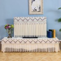 高档蕾丝液晶电视机罩55寸防尘罩套50挂式65寸直面曲面开机不取|包边一枝独秀-红 42寸/43寸/45寸(通用)