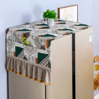 冰箱盖布顶防尘罩双开门防尘单开门保护盖巾套帘巾罩防尘布北欧风|迪利克丝-绿色 小对开冰箱60*180cm